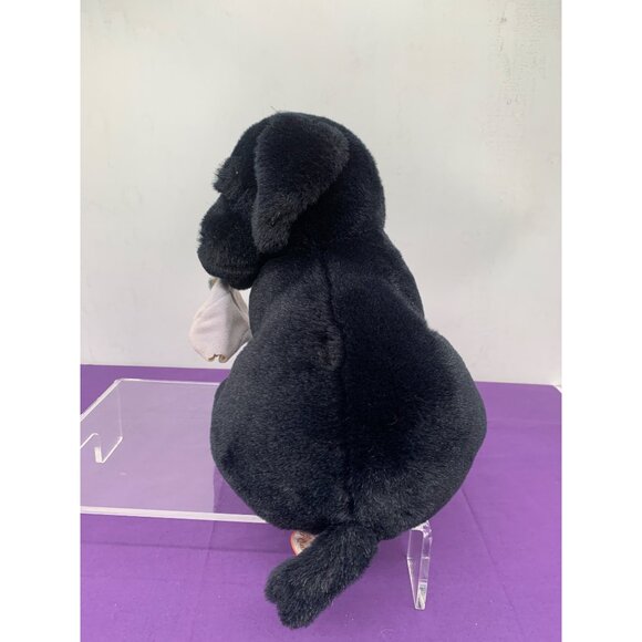 1987 Dakin Soft Classics Black Lab Plastic Brown Eyes Flocked Nose with Chewed S - Picture 6 of 11
